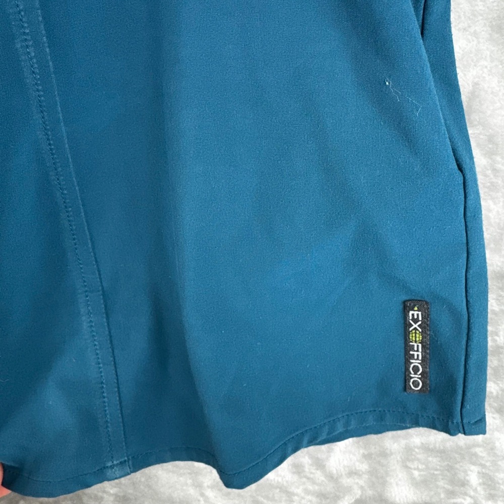 ExOfficio Button Down Shirt Womens Medium Teal Roll Tab Sleeve Hiking (1463) - Picture 5 of 15